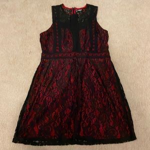 Disney Coco Red and Black Fit and Flare Lace Dress